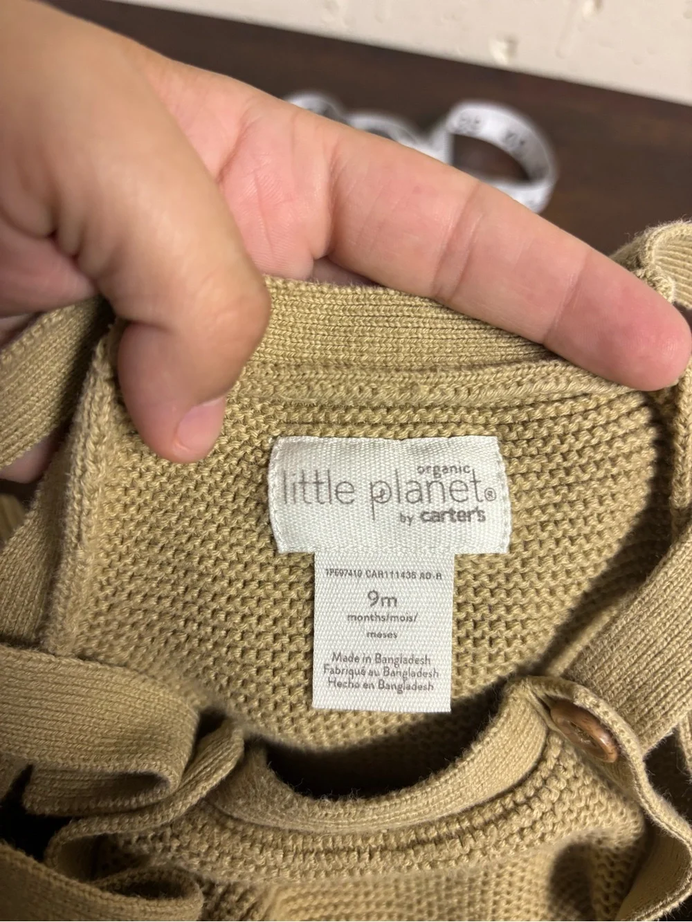 Organic Little Planet by Carter’s Knit Baby Overalls Romper Neutral Beige